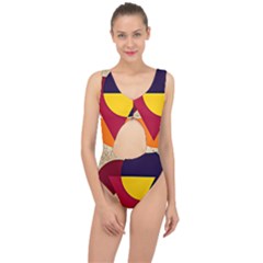 Circle Half Circle Colorful Center Cut Out Swimsuit