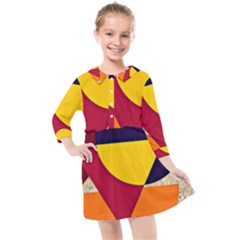 Circle Half Circle Colorful Kids  Quarter Sleeve Shirt Dress