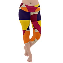 Circle Half Circle Colorful Lightweight Velour Capri Yoga Leggings