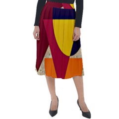 Circle Half Circle Colorful Classic Velour Midi Skirt 