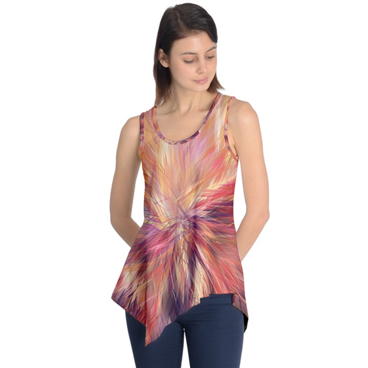 Color Background Structure Lines Sleeveless Tunic