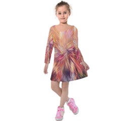 Color Background Structure Lines Kids  Long Sleeve Velvet Dress by Mariart