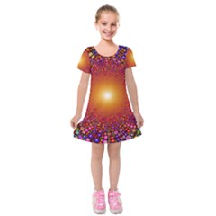 Color Background Structure Lines Polka Dots Kids  Short Sleeve Velvet Dress by Mariart