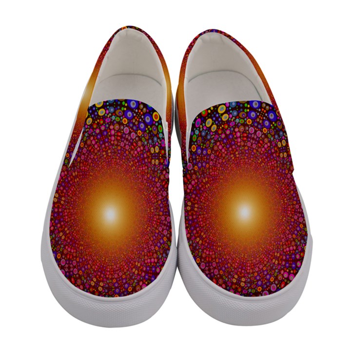 Color Background Structure Lines Polka Dots Women s Canvas Slip Ons