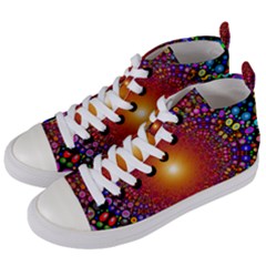 Color Background Structure Lines Polka Dots Women s Mid-top Canvas Sneakers