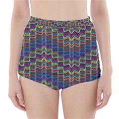 Decorative Ornamental Abstract Wave High-waisted Bikini Bottoms by Mariart