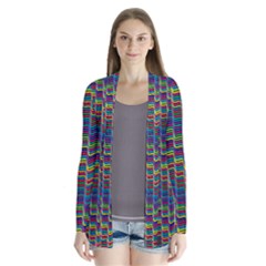 Decorative Ornamental Abstract Wave Drape Collar Cardigan