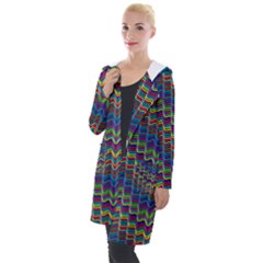 Decorative Ornamental Abstract Wave Hooded Pocket Cardigan