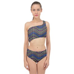 Decorative Ornamental Abstract Wave Spliced Up Two Piece Swimsuit