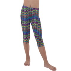 Decorative Ornamental Abstract Wave Kids  Lightweight Velour Capri Leggings  by Mariart