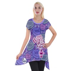 Charmed (purple Pattern) Short Sleeve Side Drop Tunic