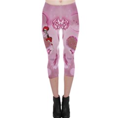 Cute Little Girl With Heart Capri Leggings  by FantasyWorld7