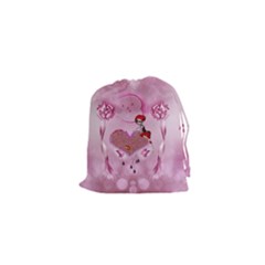 Cute Little Girl With Heart Drawstring Pouch (xs) by FantasyWorld7