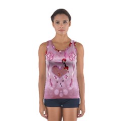 Cute Little Girl With Heart Sport Tank Top  by FantasyWorld7