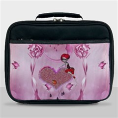 Cute Little Girl With Heart Lunch Bag by FantasyWorld7