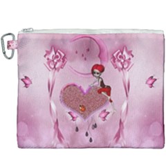 Cute Little Girl With Heart Canvas Cosmetic Bag (xxxl) by FantasyWorld7