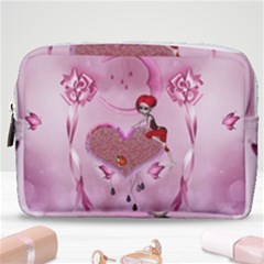 Cute Little Girl With Heart Make Up Pouch (medium) by FantasyWorld7