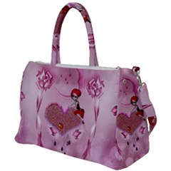 Cute Little Girl With Heart Duffel Travel Bag