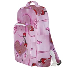 Cute Little Girl With Heart Double Compartment Backpack by FantasyWorld7