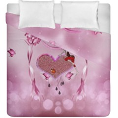 Cute Little Girl With Heart Duvet Cover Double Side (king Size) by FantasyWorld7