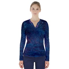 Cosmic Quest V-neck Long Sleeve Top by WensdaiAmbrose