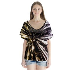 Burst V-neck Flutter Sleeve Top