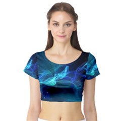 Electric Wave Short Sleeve Crop Top by JezebelDesignsStudio