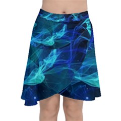 Electric Wave Chiffon Wrap Front Skirt by JezebelDesignsStudio