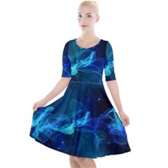 Electric Wave Quarter Sleeve A-line Dress by JezebelDesignsStudio