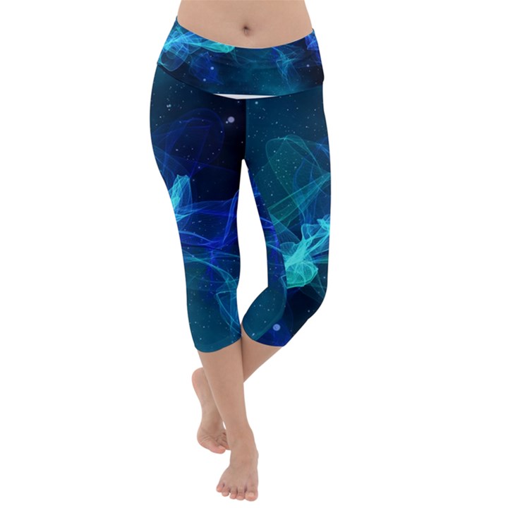 Electric Wave Lightweight Velour Capri Yoga Leggings