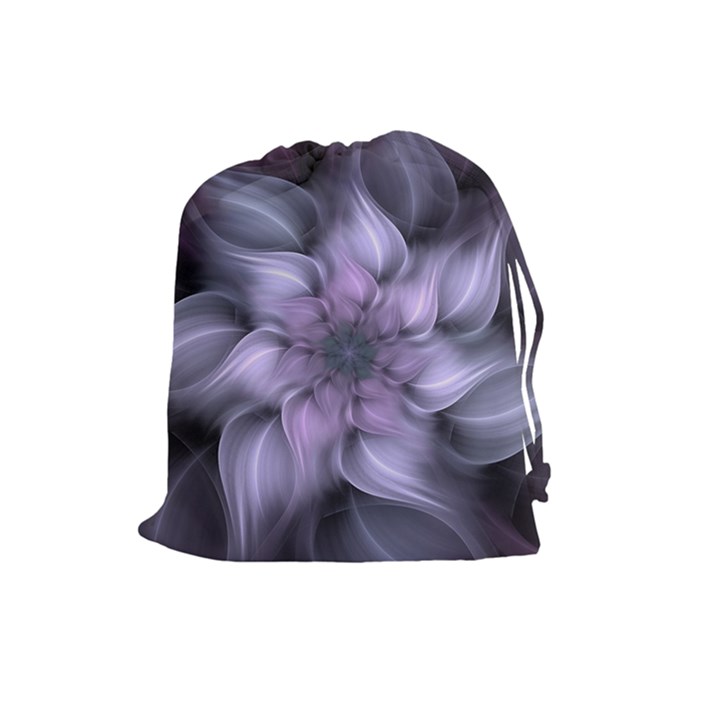 Purple Flower Windswept Drawstring Pouch (Large)