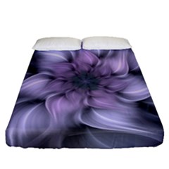 Purple Flower Windswept Fitted Sheet (queen Size) by JezebelDesignsStudio