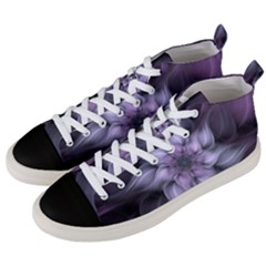 Purple Flower Windswept Men s Mid-top Canvas Sneakers by JezebelDesignsStudio