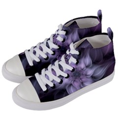 Purple Flower Windswept Women s Mid-top Canvas Sneakers by JezebelDesignsStudio