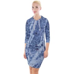 Echo Blue Quarter Sleeve Hood Bodycon Dress