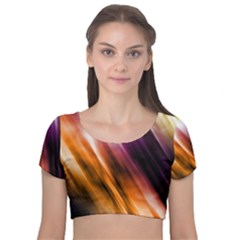 Rainbow Light Velvet Short Sleeve Crop Top  by JezebelDesignsStudio