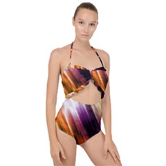 Rainbow Light Scallop Top Cut Out Swimsuit by JezebelDesignsStudio