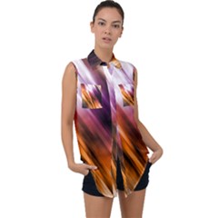 Rainbow Light Sleeveless Chiffon Button Shirt