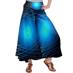 Blue Elliptical Satin Palazzo Pants