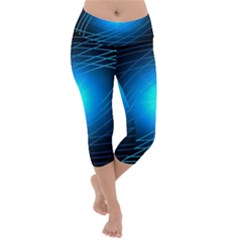 Blue Elliptical Lightweight Velour Capri Yoga Leggings