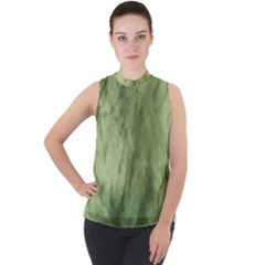 Marble Forest Mock Neck Chiffon Sleeveless Top by JezebelDesignsStudio