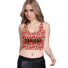 Christmas Paper Scrapbooking Pattern Racer Back Crop Top