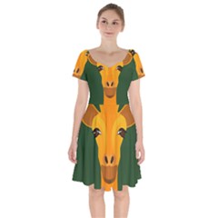 Giraffe Animals Zoo Short Sleeve Bardot Dress by Mariart