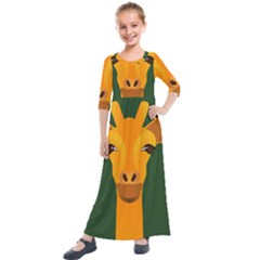 Giraffe Animals Zoo Kids  Quarter Sleeve Maxi Dress by Mariart