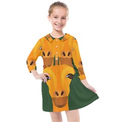 Giraffe Animals Zoo Kids  Quarter Sleeve Shirt Dress by Mariart