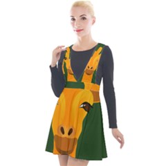 Giraffe Animals Zoo Plunge Pinafore Velour Dress