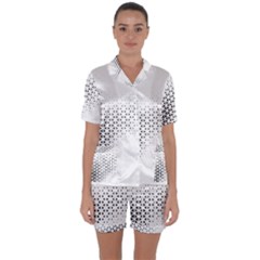 Geometric Abstraction Pattern Satin Short Sleeve Pyjamas Set