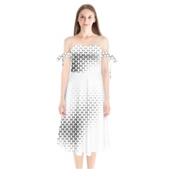 Geometric Abstraction Pattern Shoulder Tie Bardot Midi Dress by Mariart