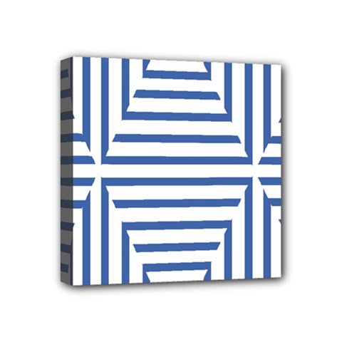 Geometric Shapes Stripes Blue Mini Canvas 4  X 4  (stretched) by Mariart