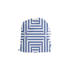 Geometric Shapes Stripes Blue Drawstring Pouch (small) by Mariart